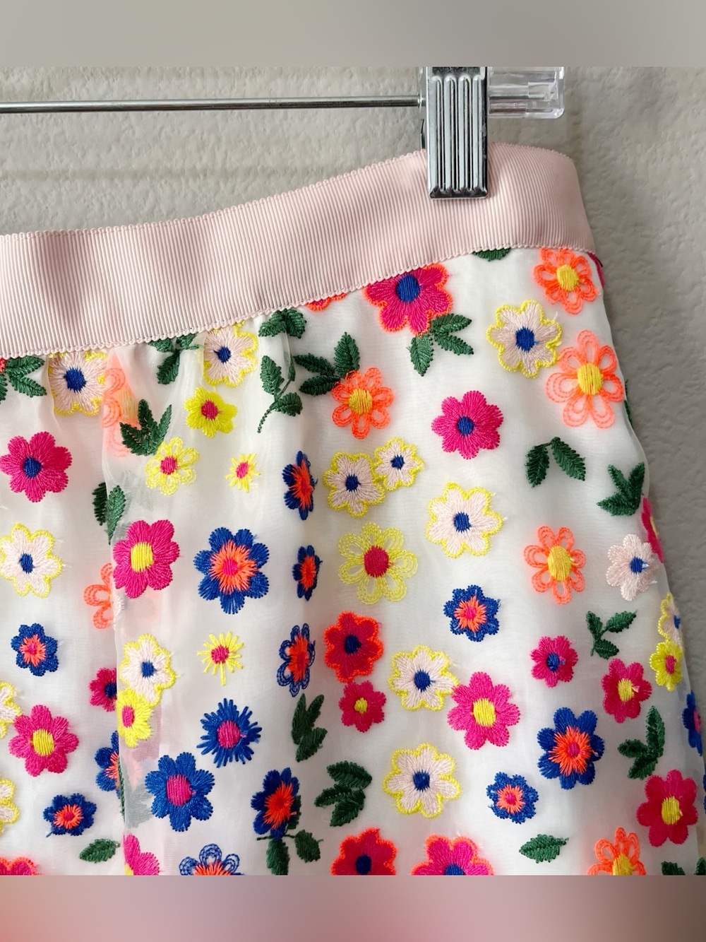 Boden Marjorie Organza Midi Skirt Colorful Floral Embroidered Size US 10 Party - Picture 7 of 15